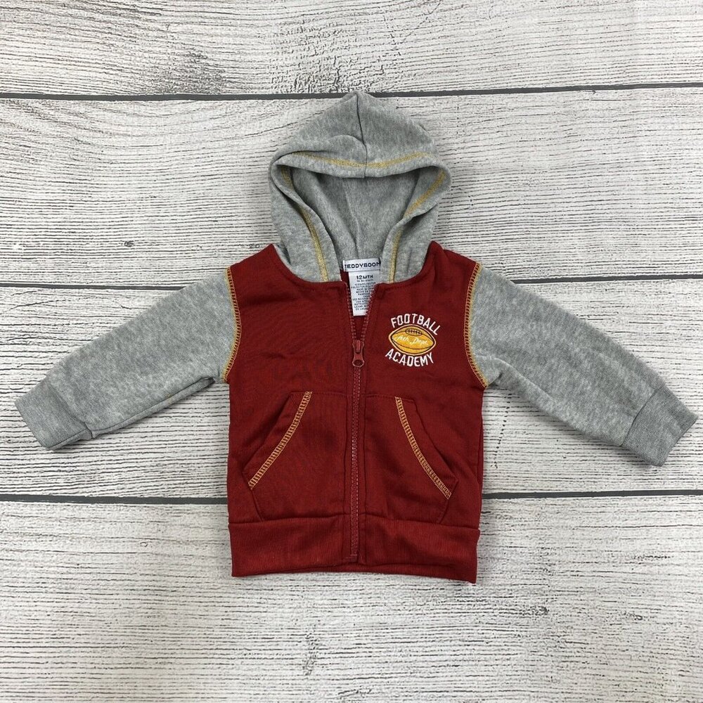 Teddy Boom Zip Up Baby 12 Months Football Academy Jacket / Hoodie Gray / Red